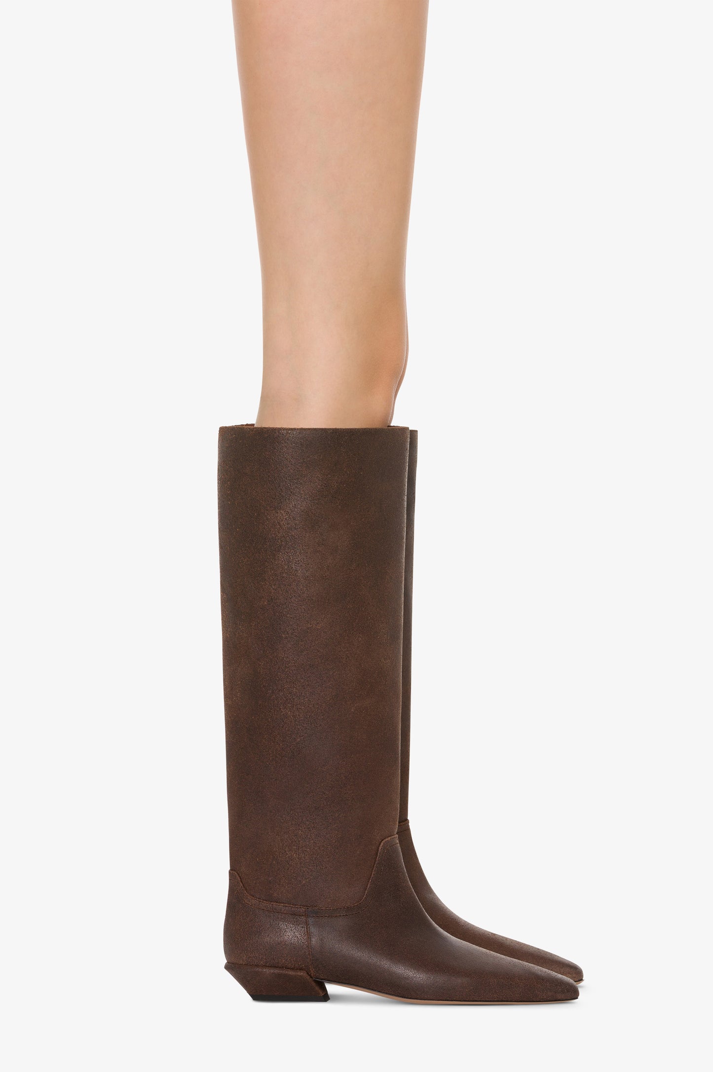 Boots in ebony vintage-effect calf leather