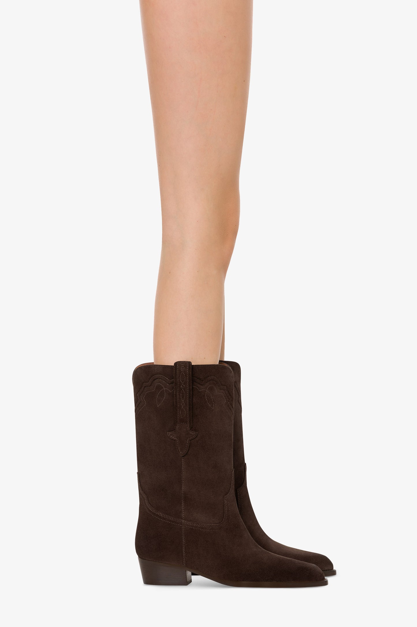 Bottes en cuir suede de veau couleur noir