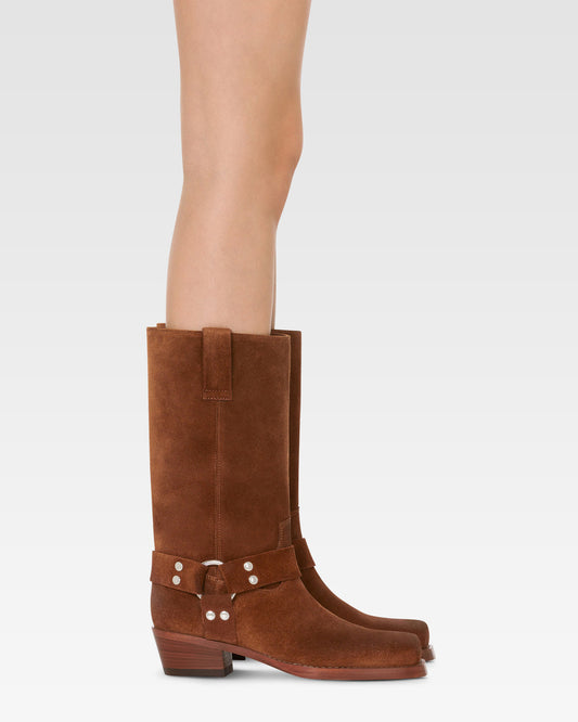 Stivali in pelle scamosciata cognac