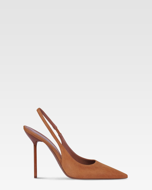 Slingbacks in cognac suede leather