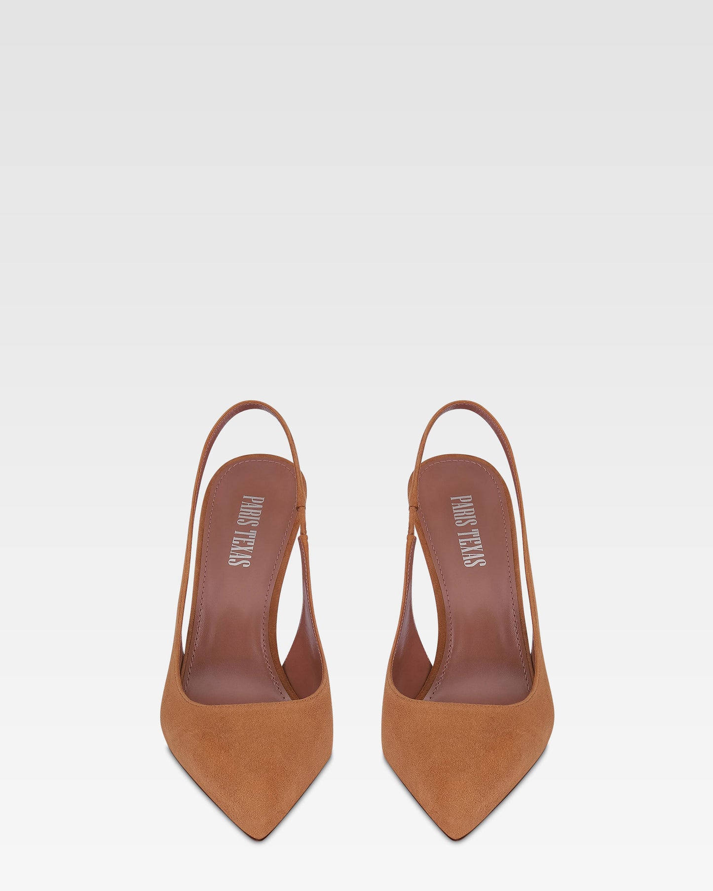 Slingbacks aus cognacfarbenem Veloursleder