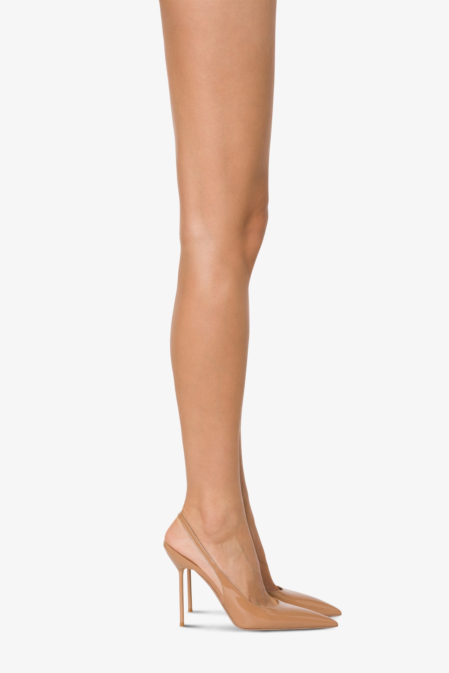 Slingback in vernice beige