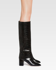 Carbon embossed leather boot