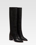 Carbon embossed leather boot