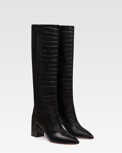 Carbon embossed leather boot