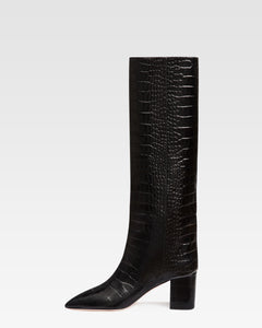 Carbon embossed leather boot