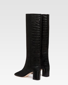 Carbon embossed leather boot