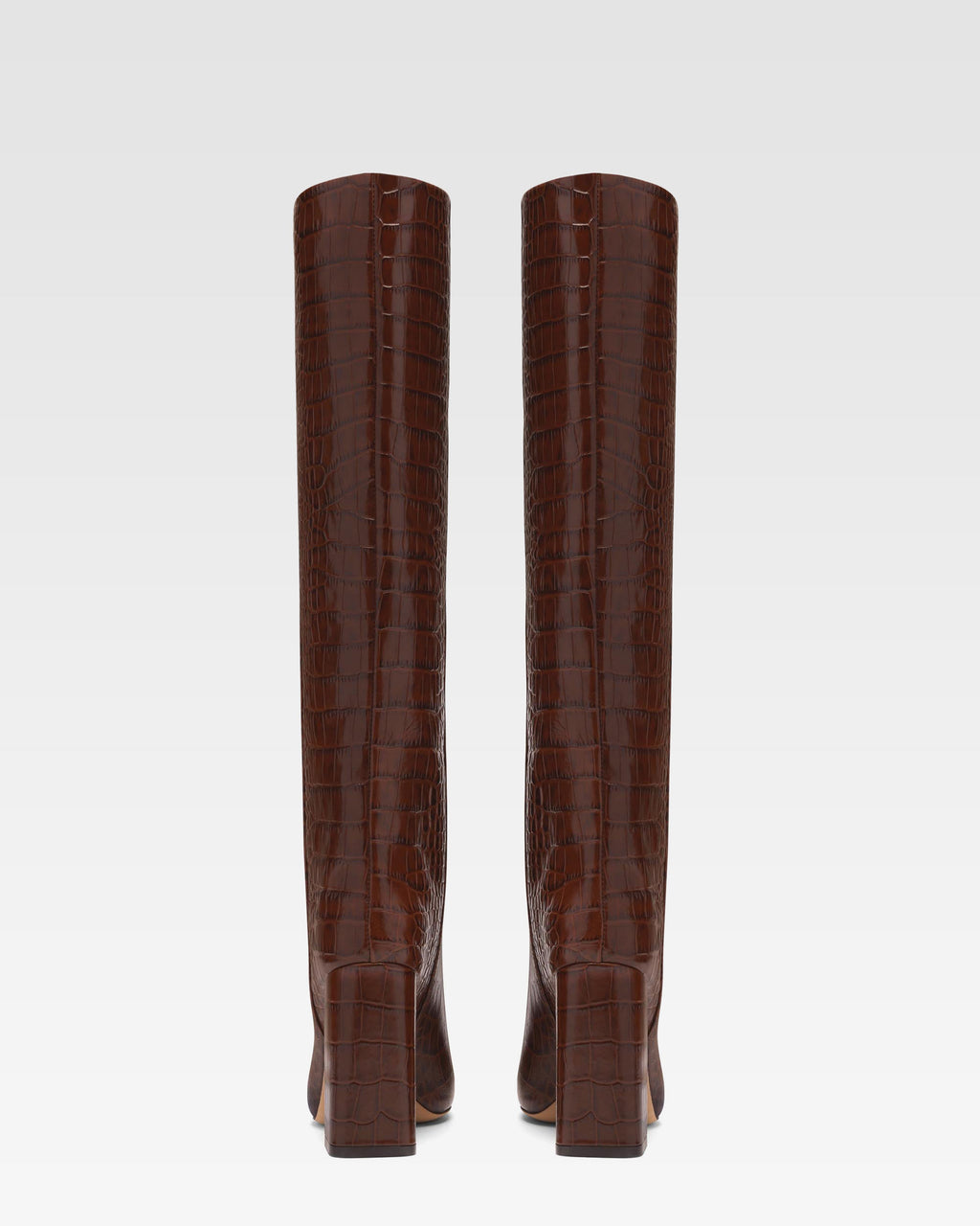 Bottes en cuir effet croco marron chocolat