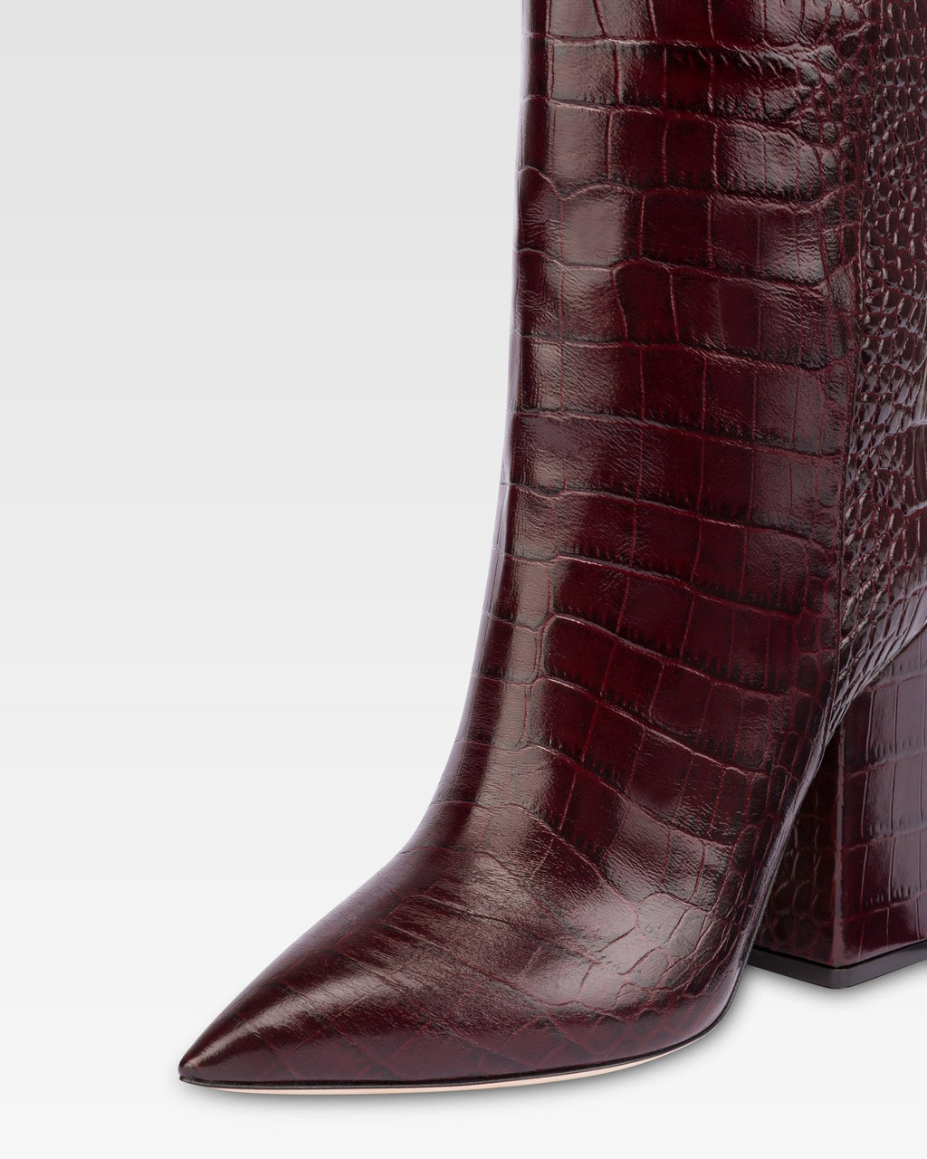 Knee-high boots in rouge noir soft croco-embossed leather