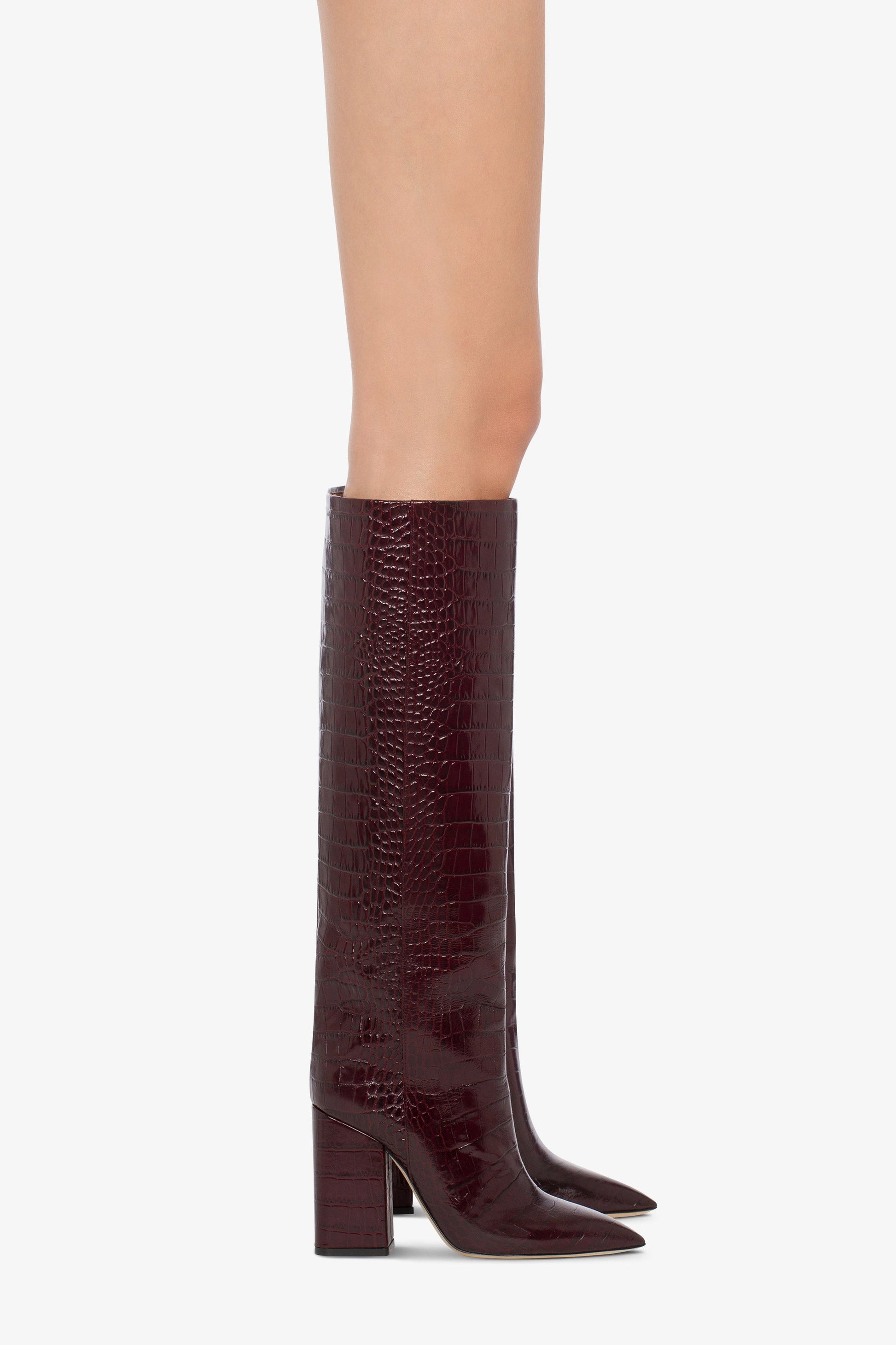 Botas hasta la rodilla de piel suave con efecto cocodrilo rouge noir - Producto usado