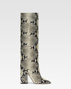 Printed phyton leather boots