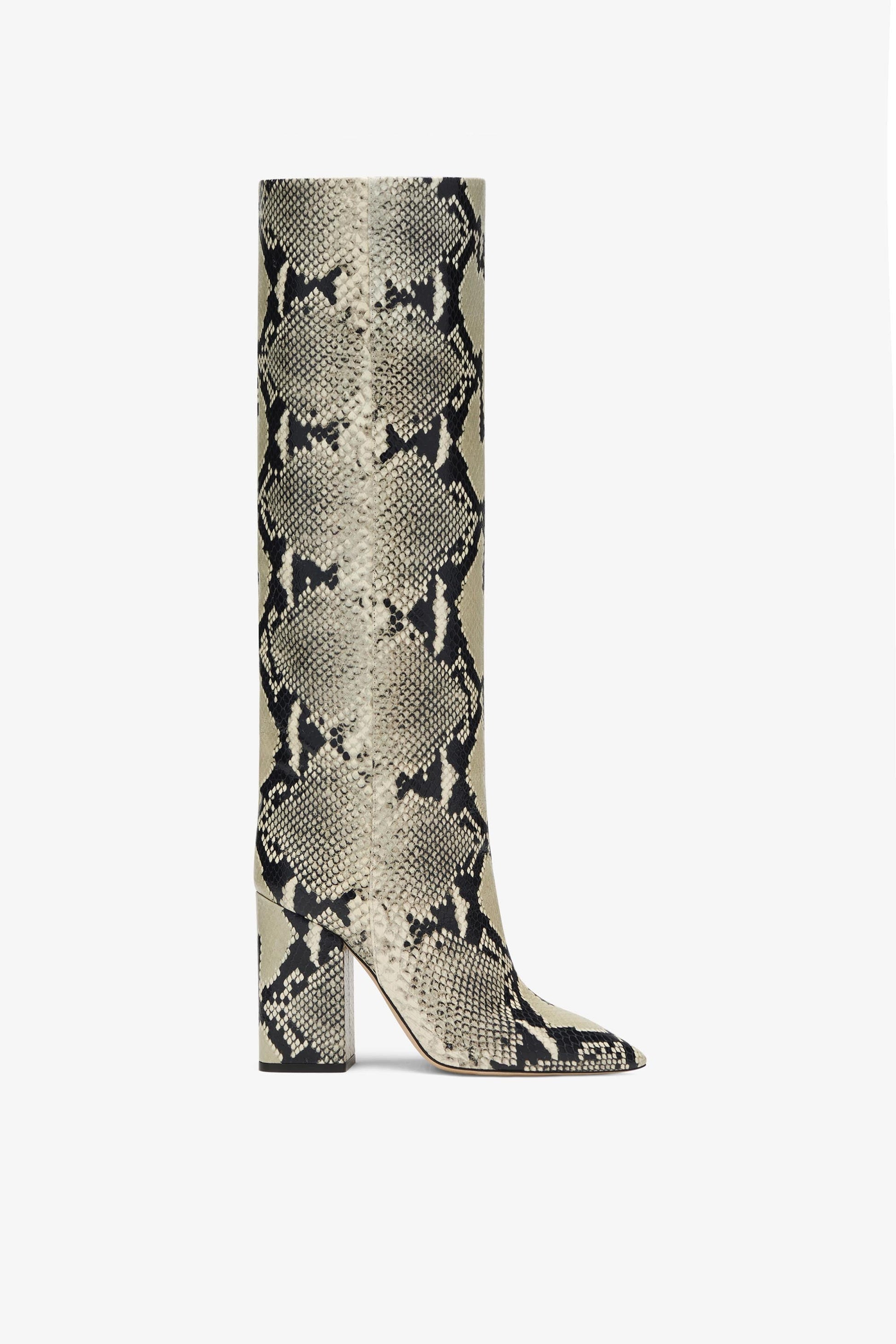 Bottes en cuir imprim'e effet python