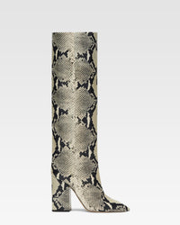 Bedruckte Lederstiefel in Python-Optik — Grau