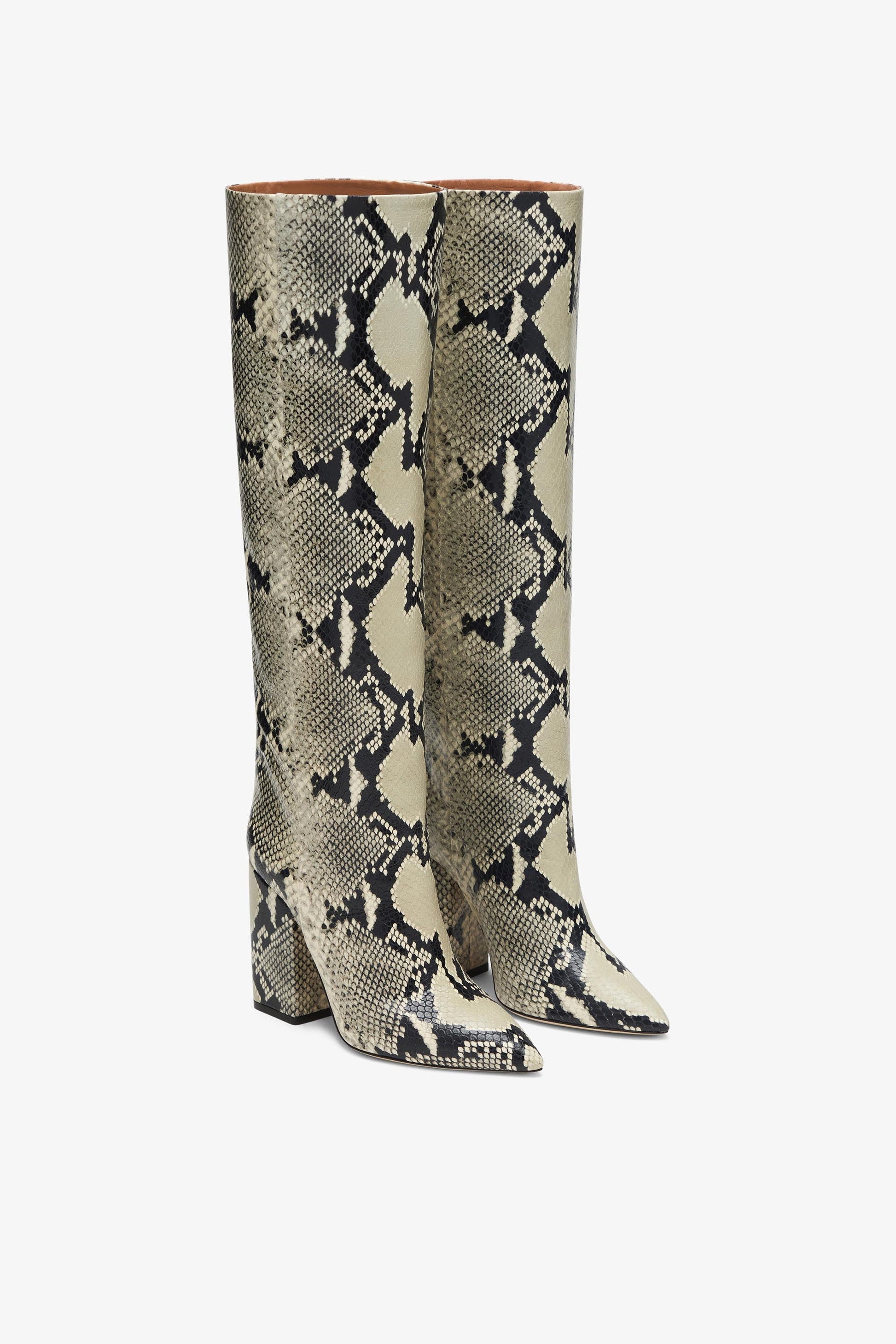 Bottes en cuir imprim'e effet python