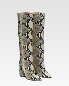 Printed phyton leather boots