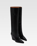 Schwarze Lederstiefel mit Textureffekt