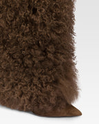 Stiefel aus Wildleder und braunem mongolischem Fell