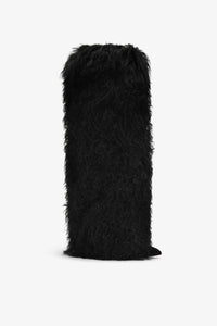 Black mongolian fur stiletto boots