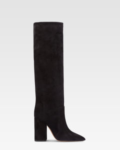 Botas hasta la rodilla de suave piel de ante negro apagado