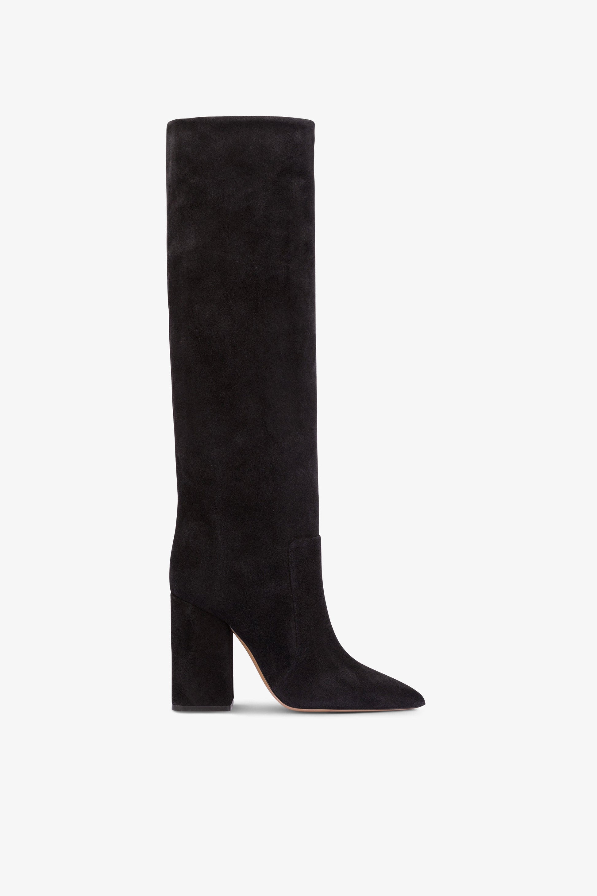 Bottes a hauteur de genou en cuir suede souple noir casse