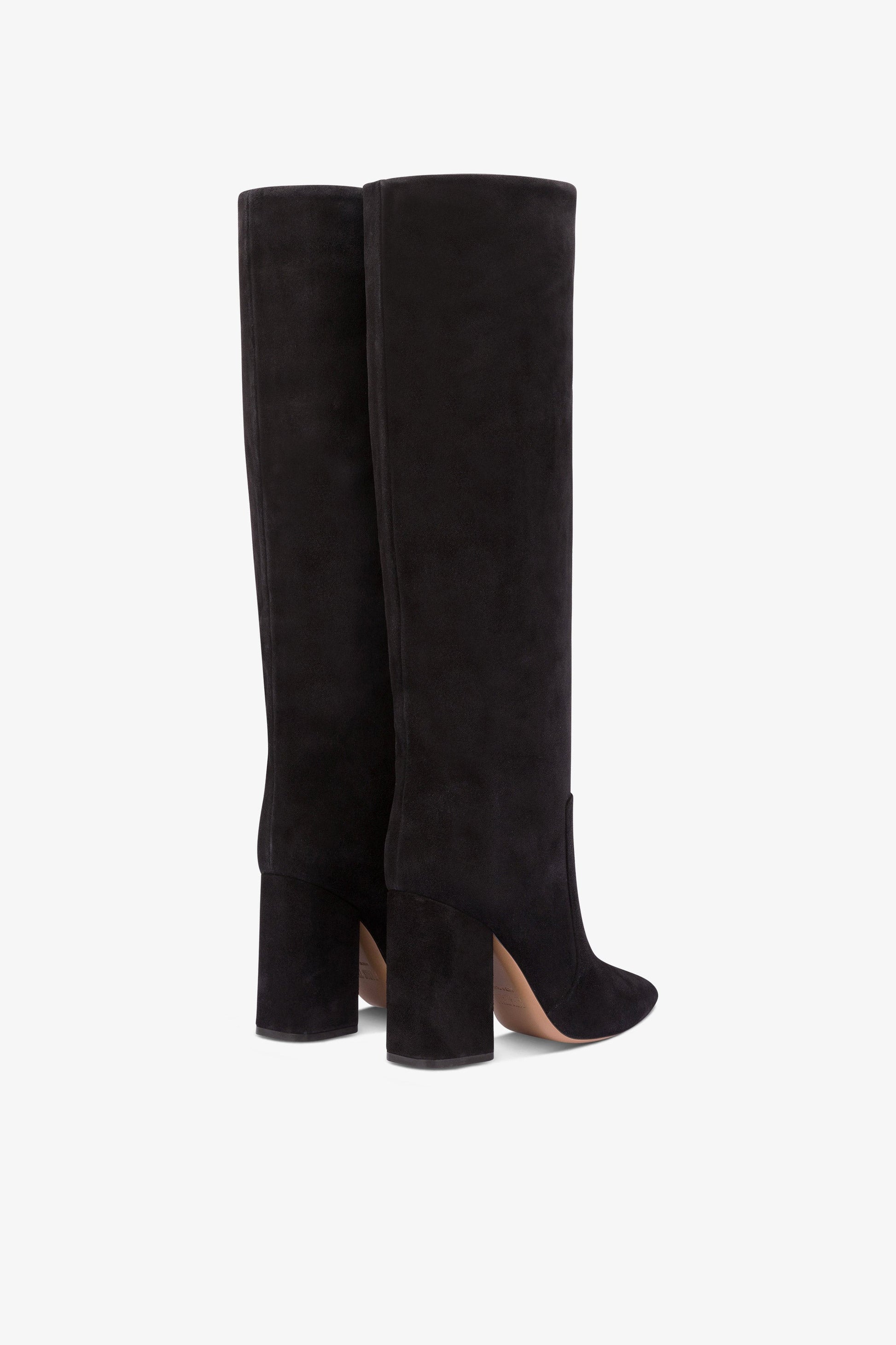 Bottes a hauteur de genou en cuir suede souple noir casse