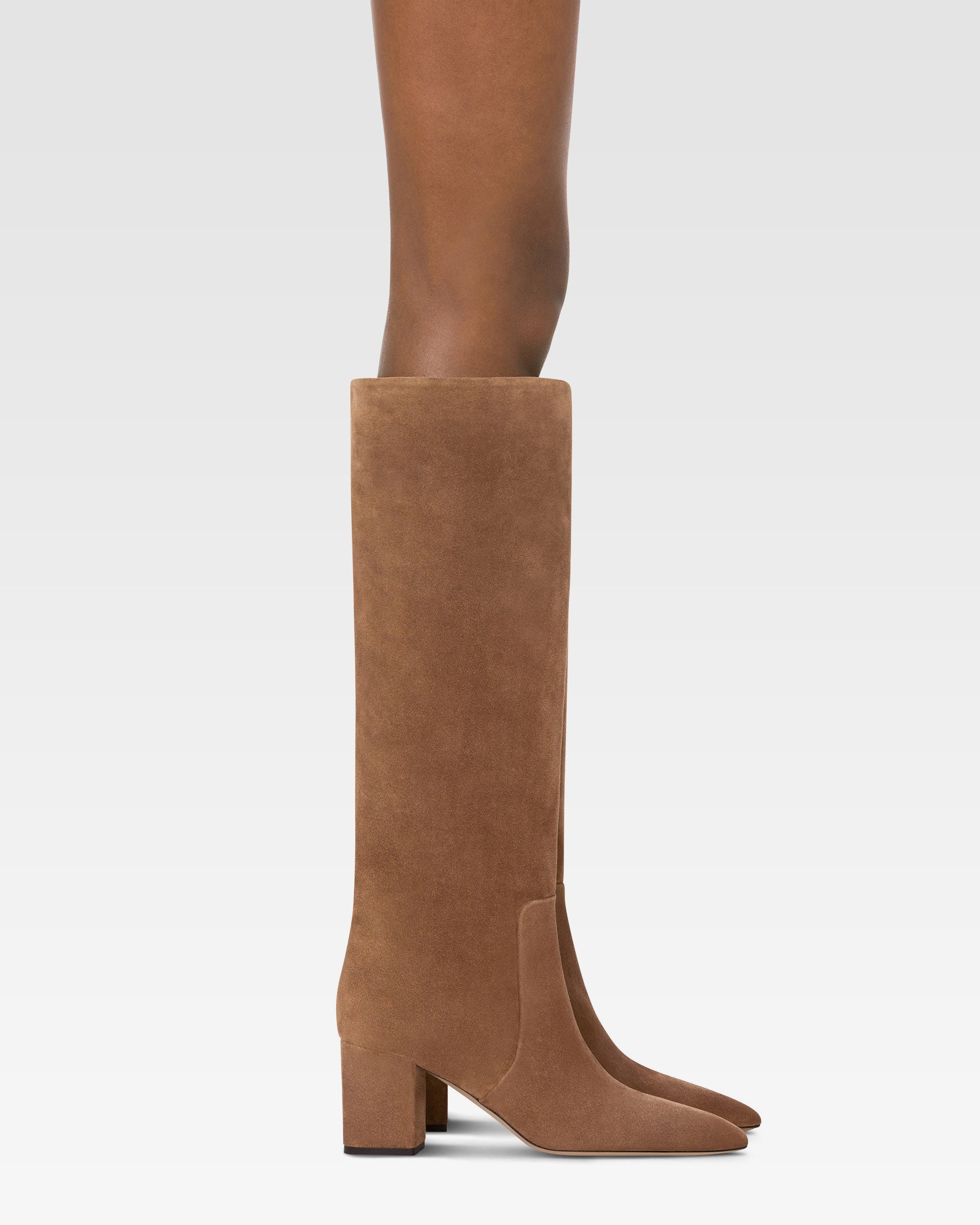 Boots in brown calf suede leather