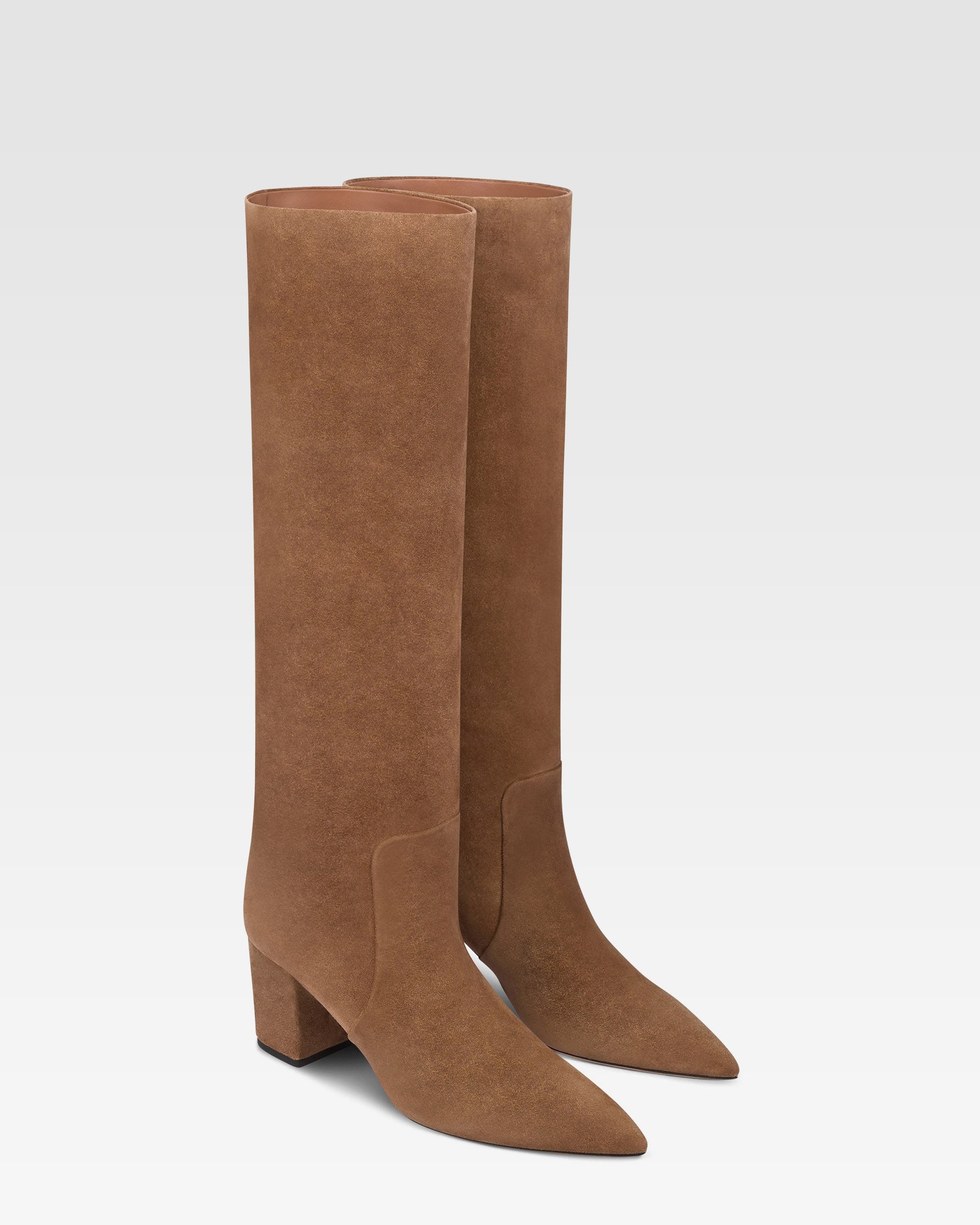 Boots in brown calf suede leather