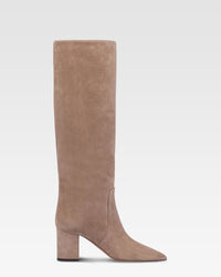 Knee-high boots in soft pepper suede leather — Koala