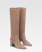 Knee-high boots in soft koala suede leather