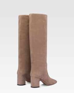 Knee-high boots in soft koala suede leather
