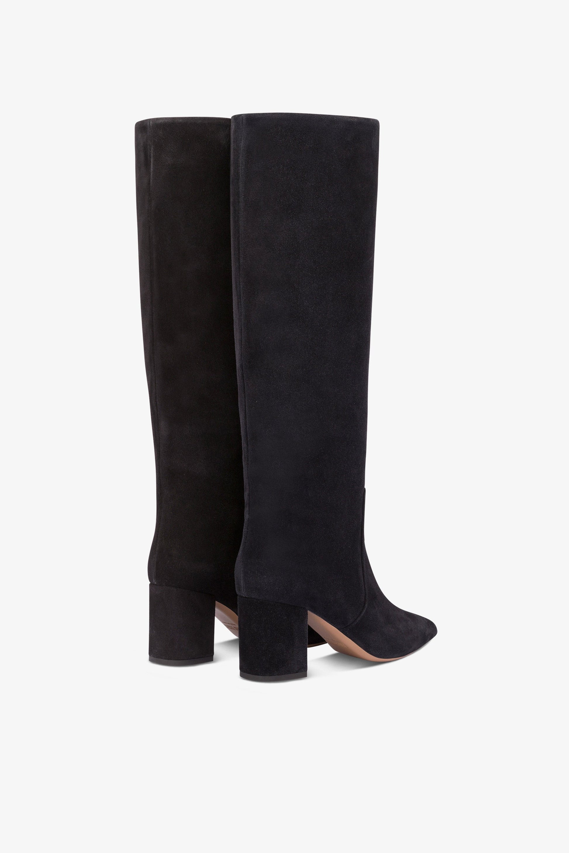 Bottes a hauteur de genou en cuir suede souple noir casse