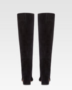 Stivali altezza ginocchio in morbida pelle scamosciata nera