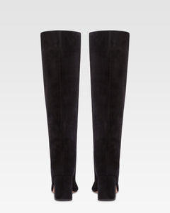 Stivali altezza ginocchio in morbida pelle scamosciata nera
