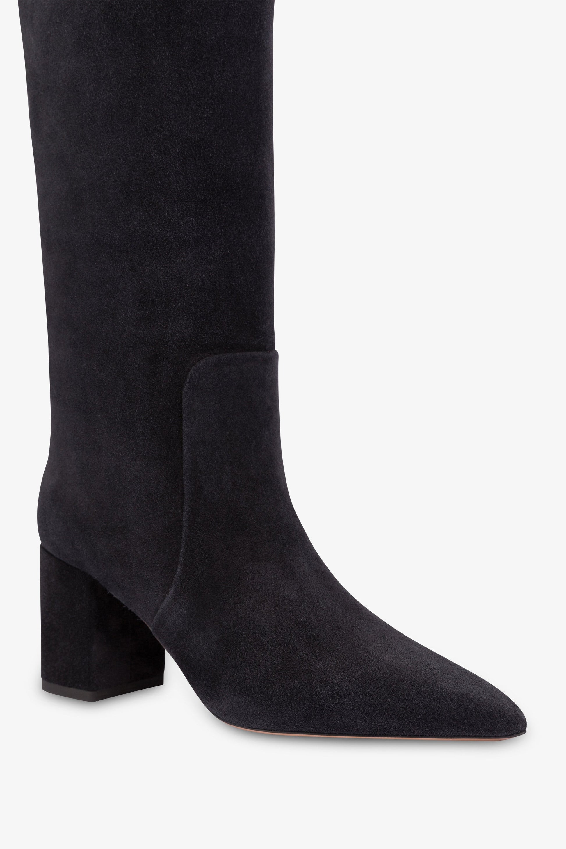 Bottes a hauteur de genou en cuir suede souple noir casse