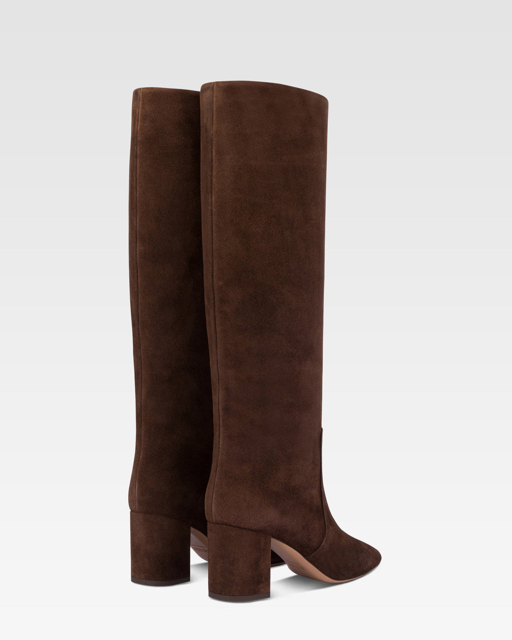 Knee-high boots in soft pepper suede leather