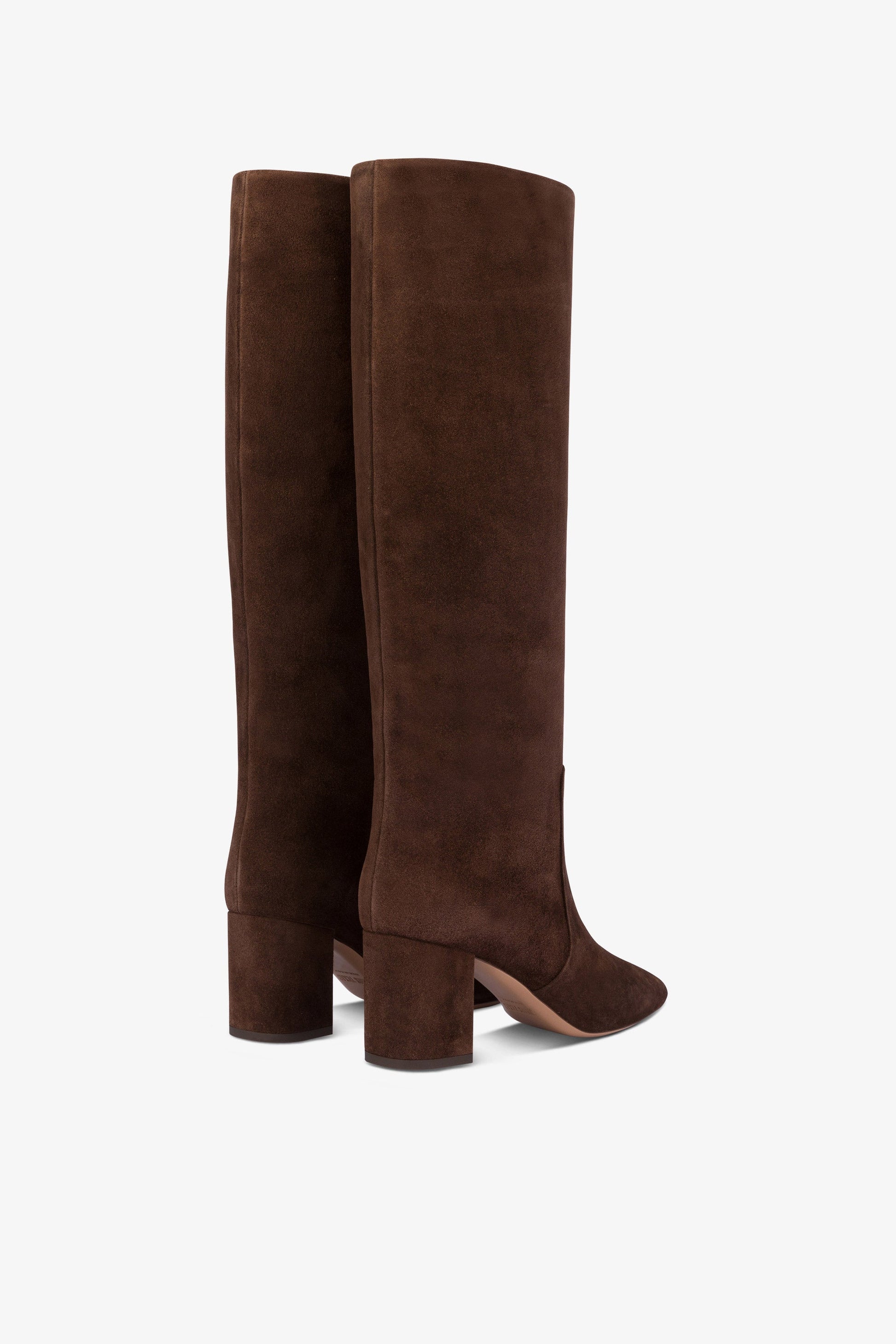 Bottes a hauteur de genou en cuir suede doux et poivre