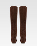 Knee-high boots in soft pepper suede leather