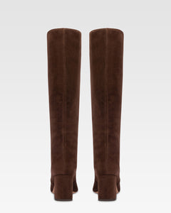 Knee-high boots in soft pepper suede leather