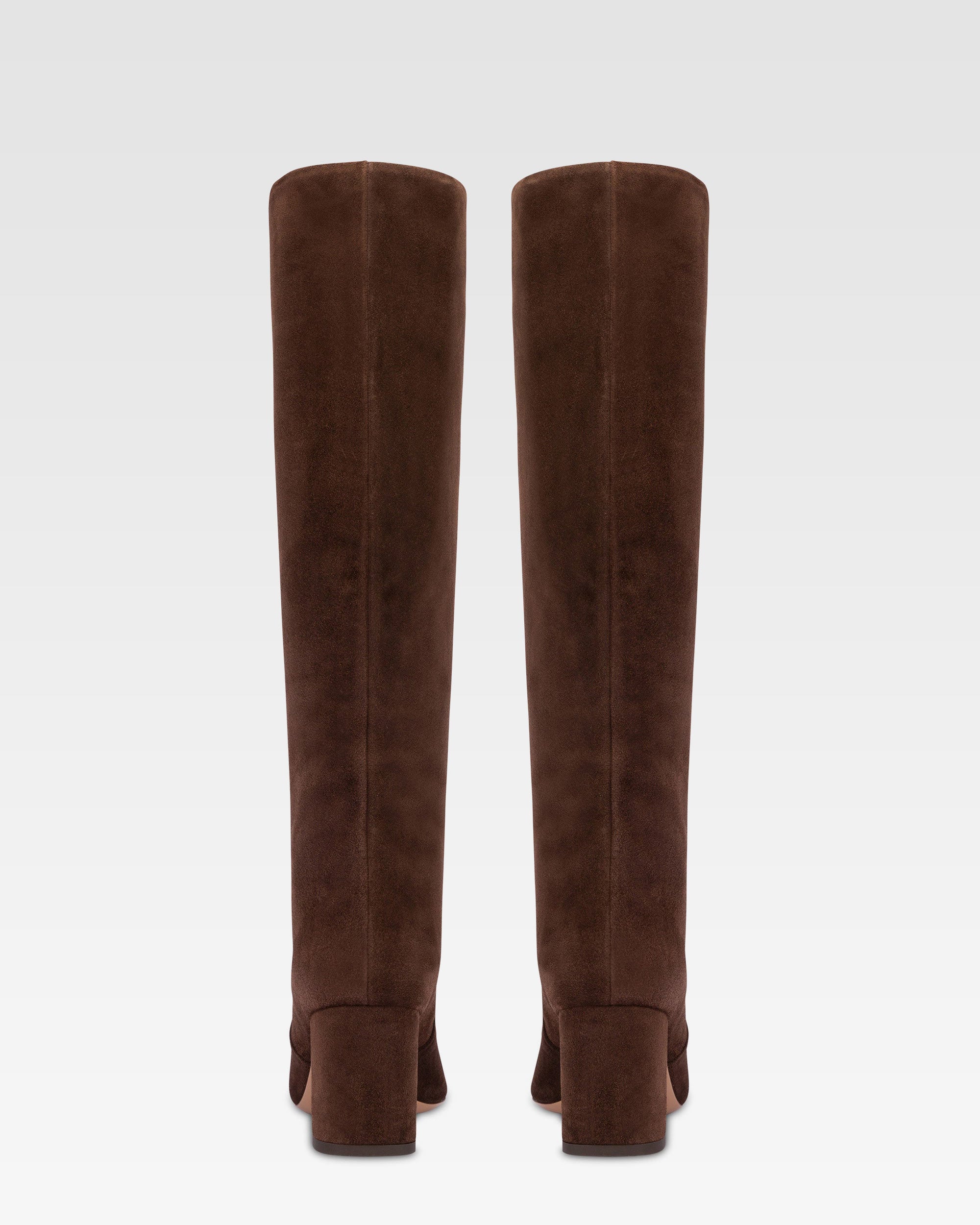 Knee-high boots in soft pepper suede leather