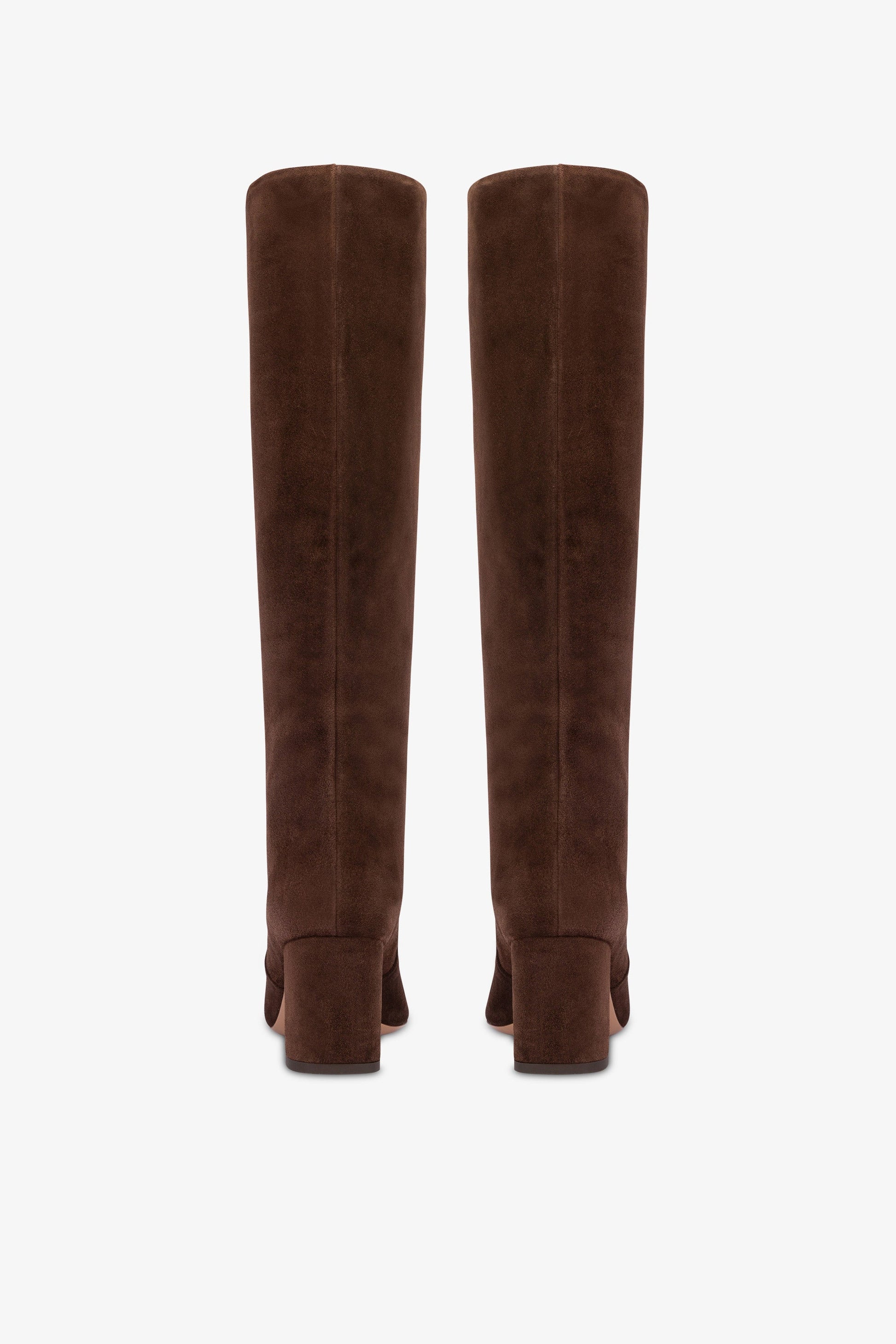 Knee-high boots in soft pepper suede leather