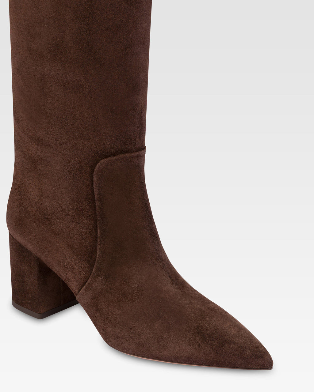Knee-high boots in soft pepper suede leather