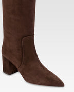 Knee-high boots in soft pepper suede leather