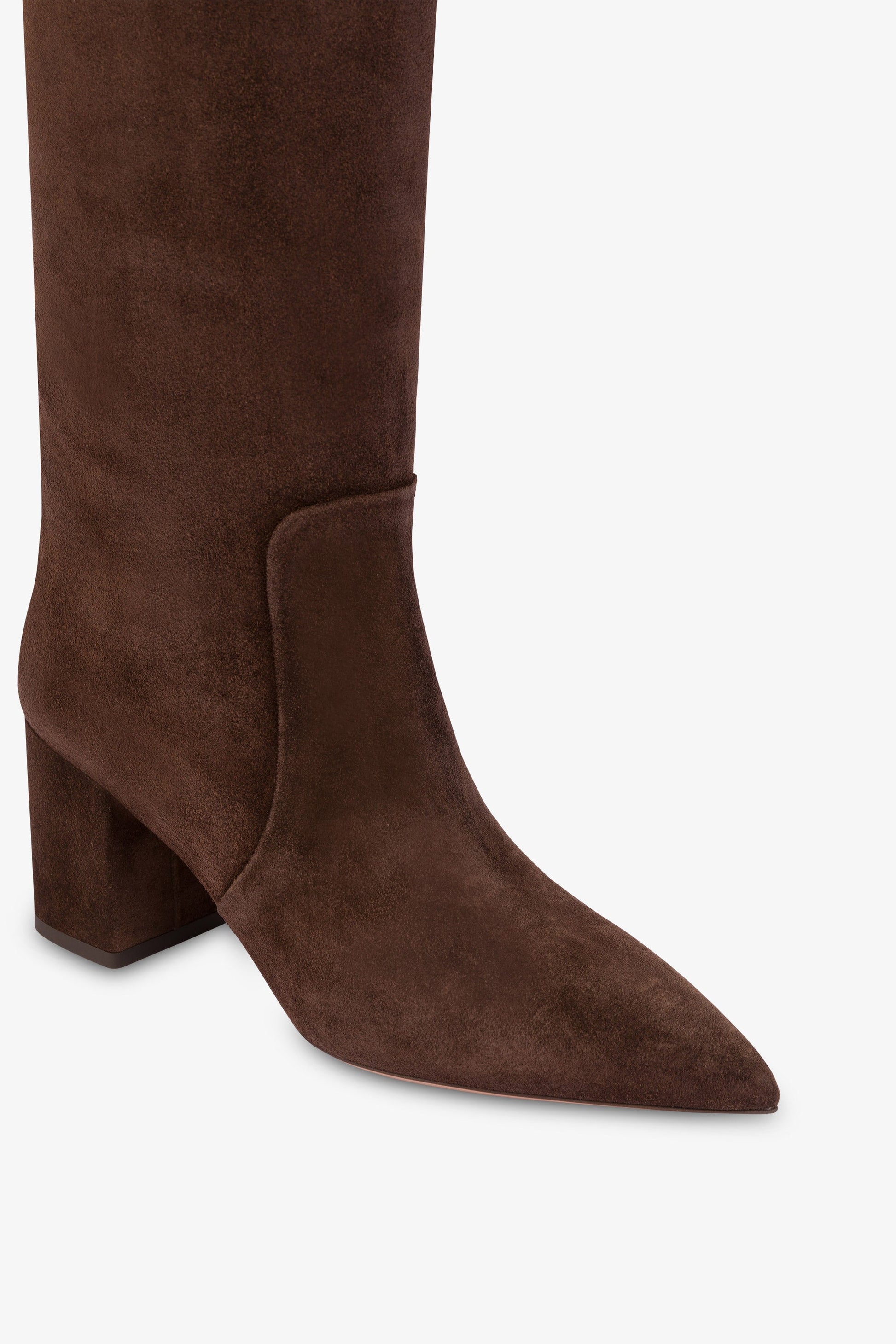 Bottes a hauteur de genou en cuir suede doux et poivre