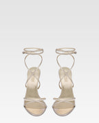 Sandali con lacci in pelle specchiata platino