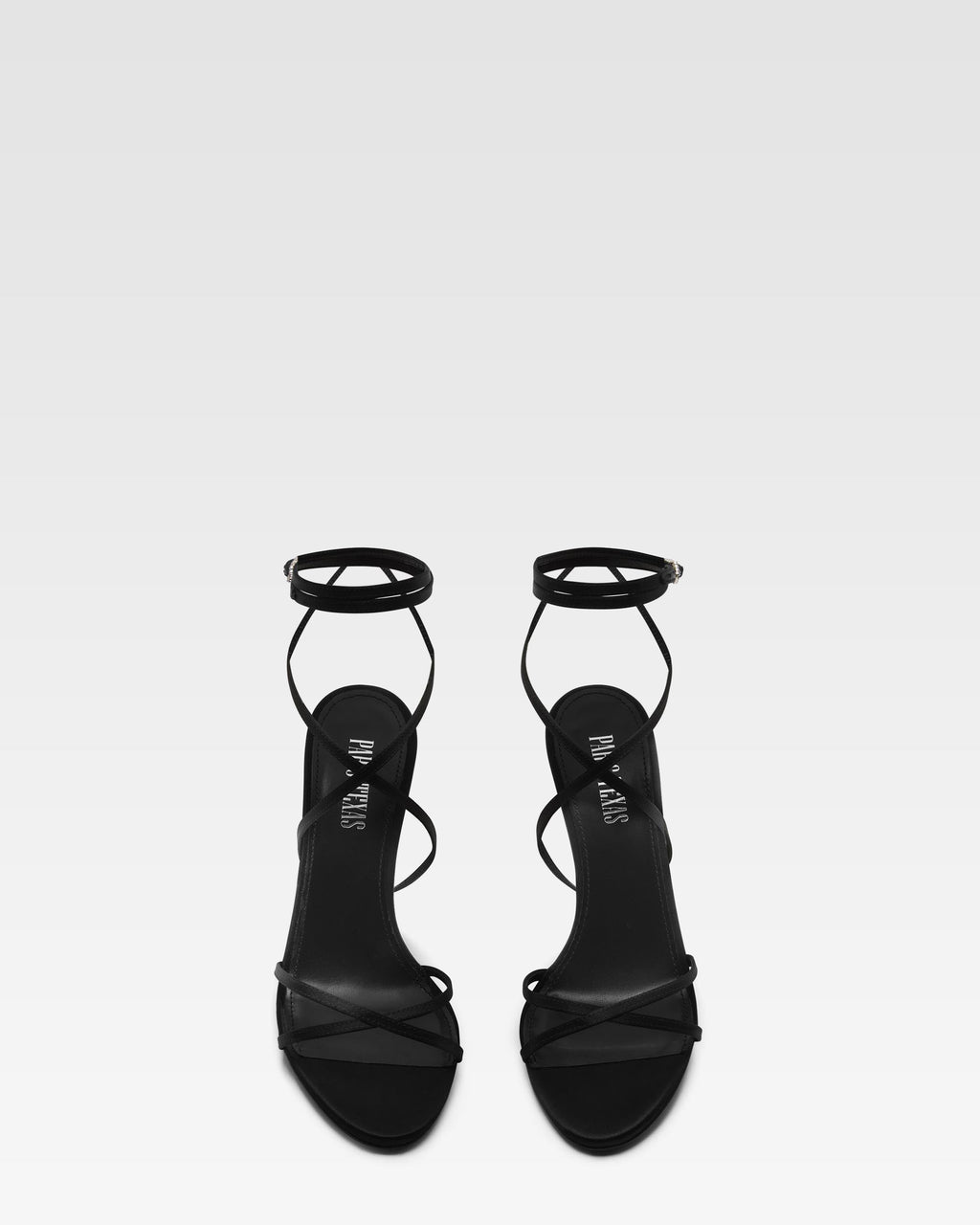Lace-up satin sandal in black