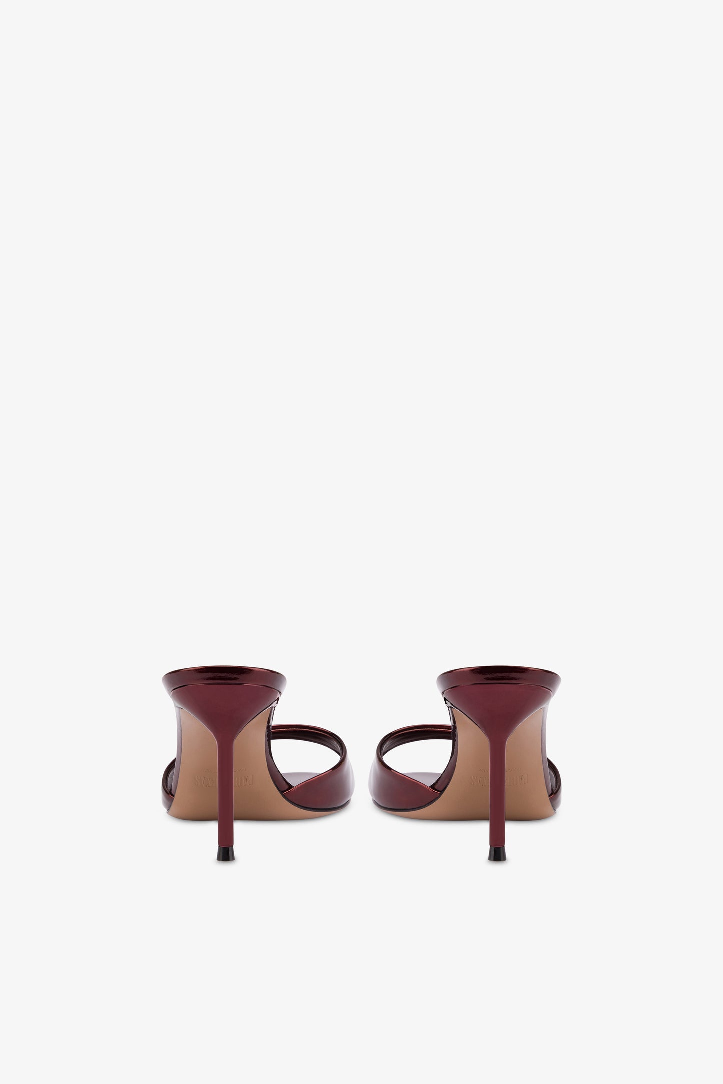 Mules in maroon mirror-effect leather