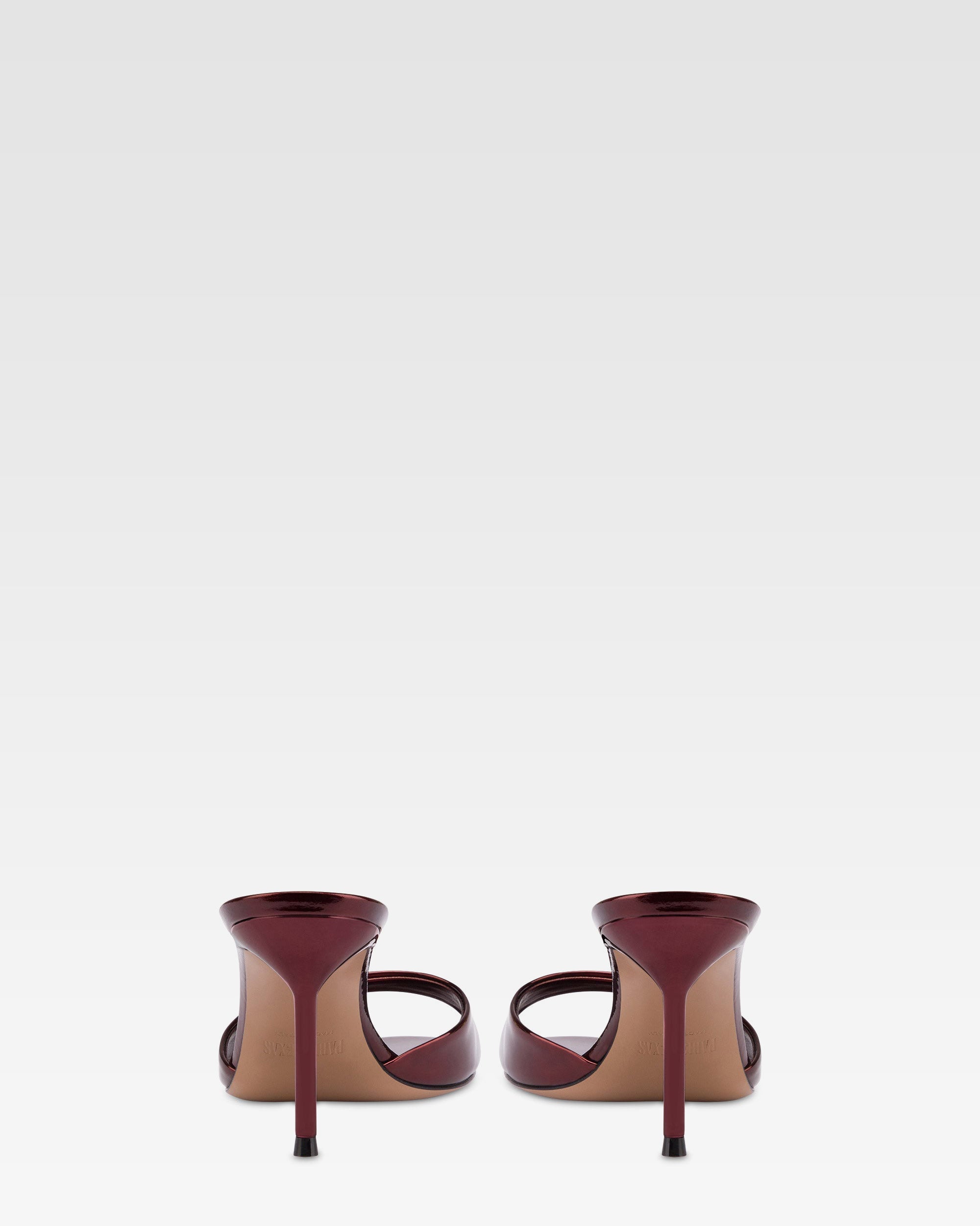 Mules in pelle specchiata color vinaccia