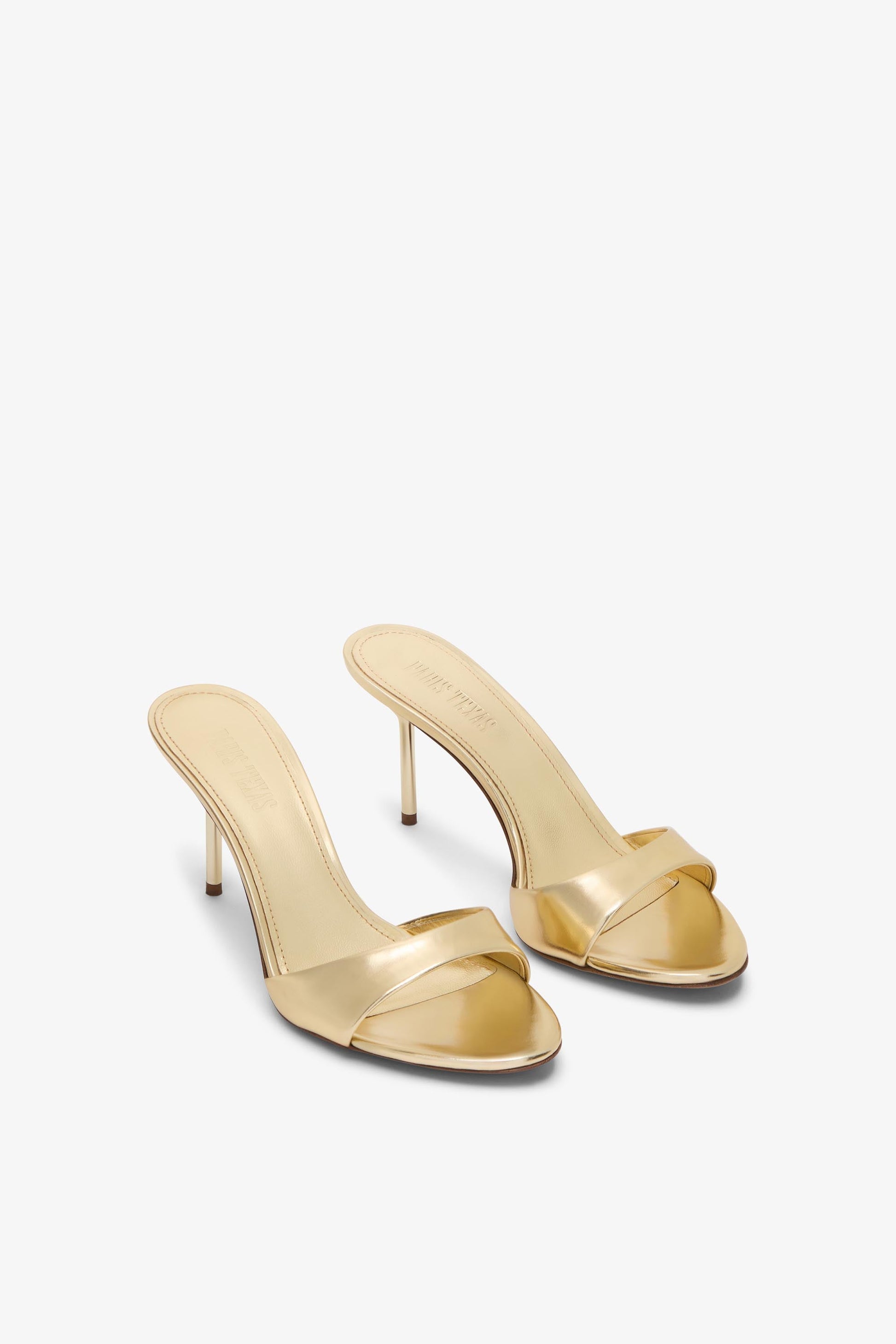 Gold mirrored leather mule