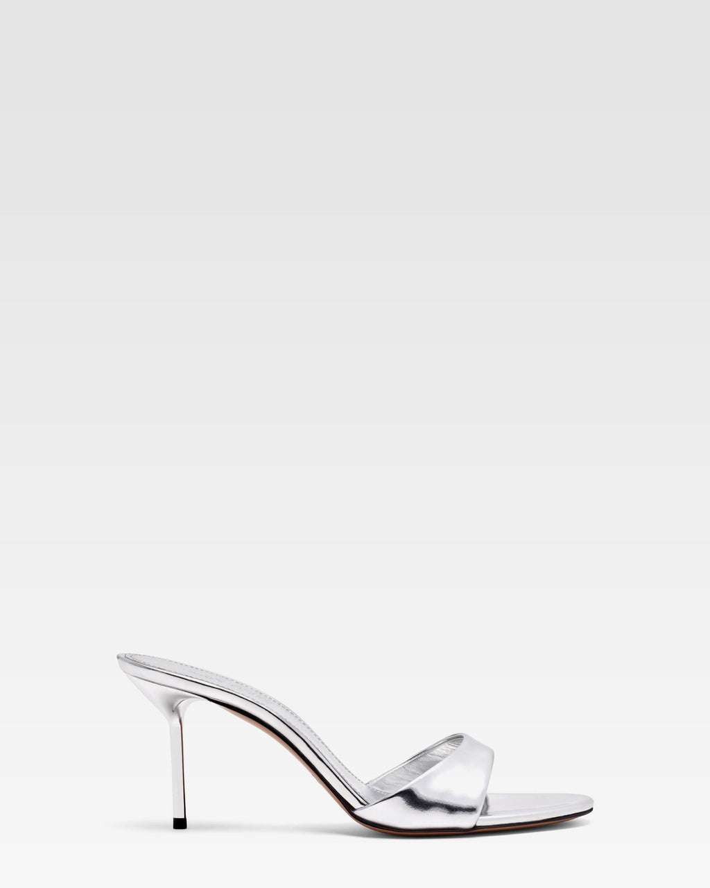 Mule in pelle specchiata argento