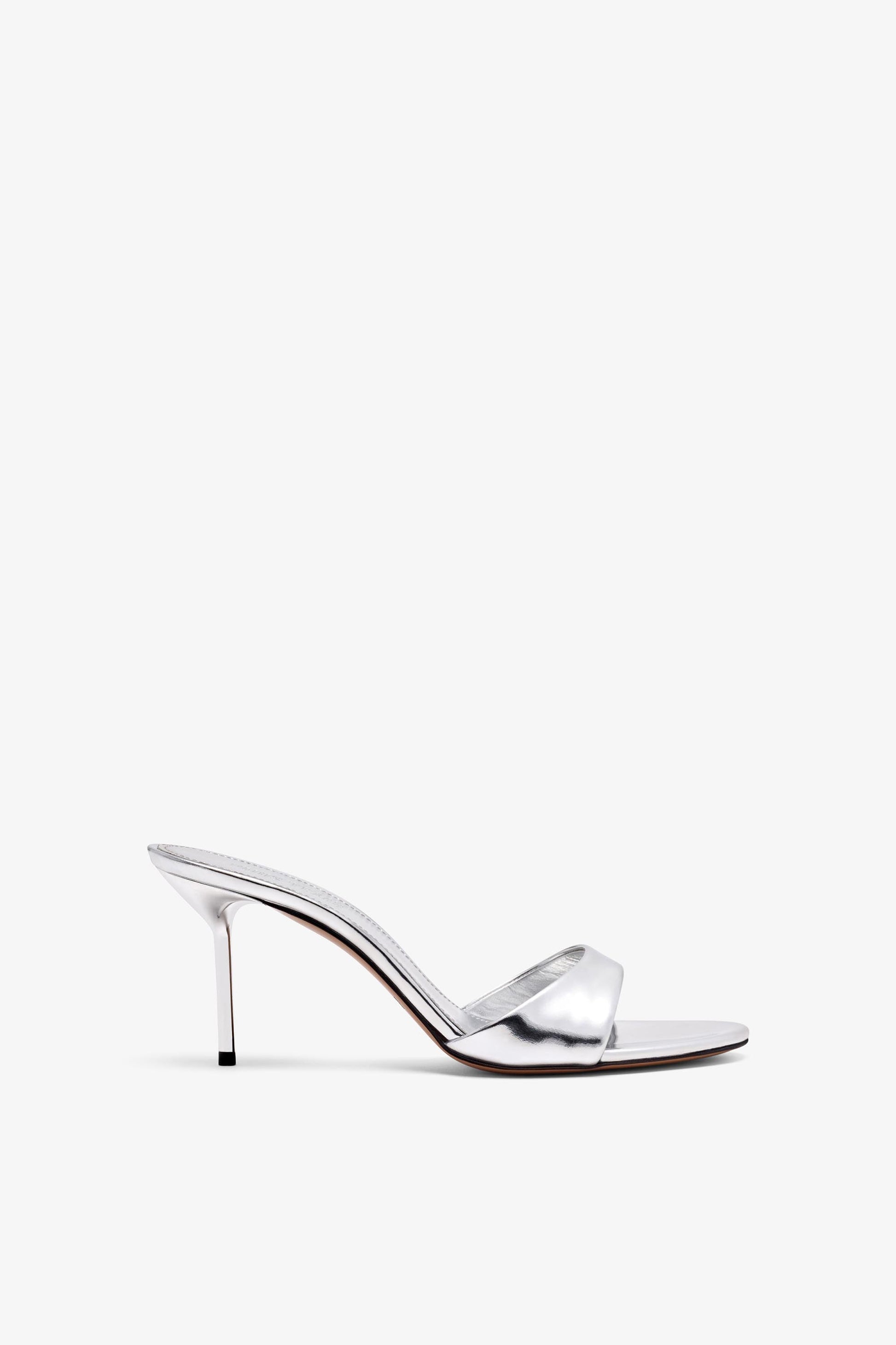 Mules en cuir miroir argent